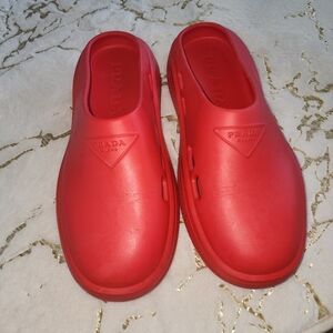 Prada Red Slippers Minimalist Design